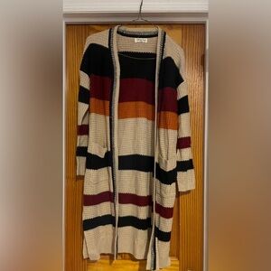 Cozy Striped Open-Front Cardigan